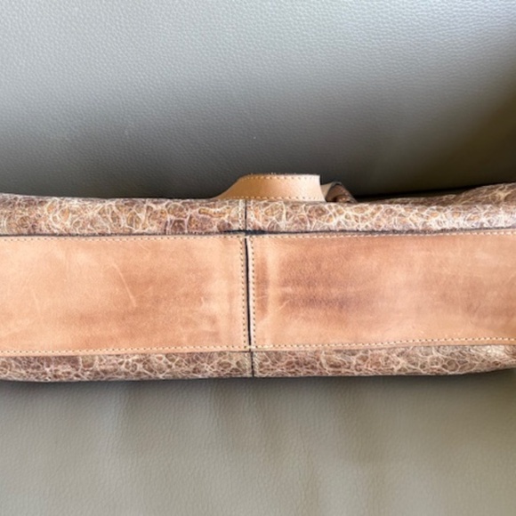 PATRICIA NASH Ferrara-Frame med. sz satchel purse Italian leather taupe gold - Picture 9 of 16